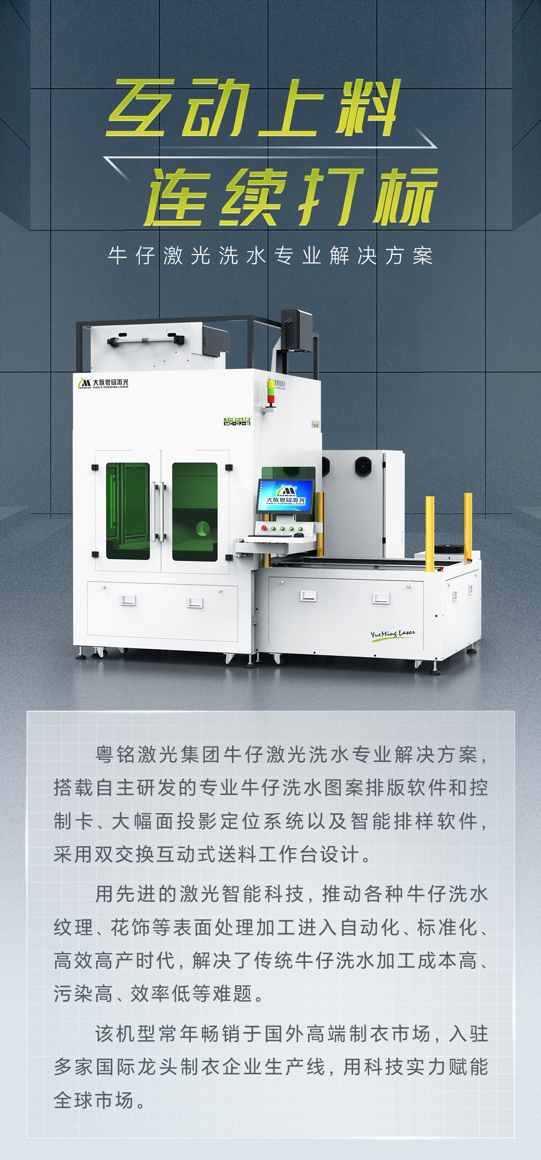 互动上料，连续打标丨牛仔激光洗水专业解决方案，科技领潮(图1)